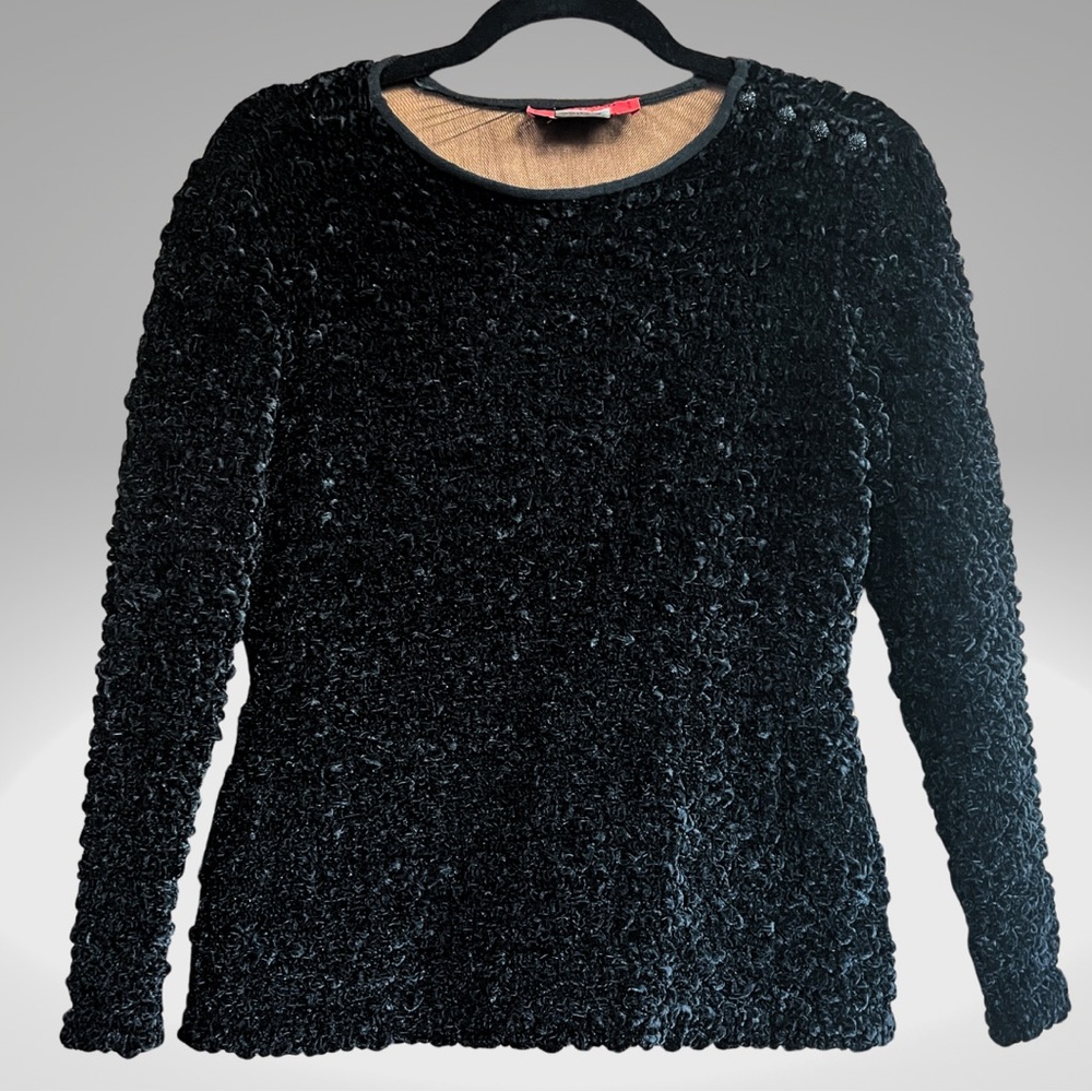 Valentino Night Black Velvet Textured Top Size 14